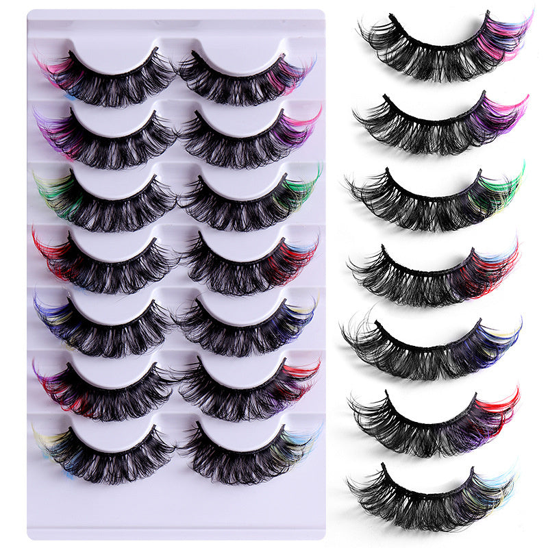 Eyelashes Natural Faux Mink Lashes Wispy Fluffy Curly 3D Effect Fake Eyelashes 7 Pairs Pack for Daily Halloween Cosplay Costume Eyelashes