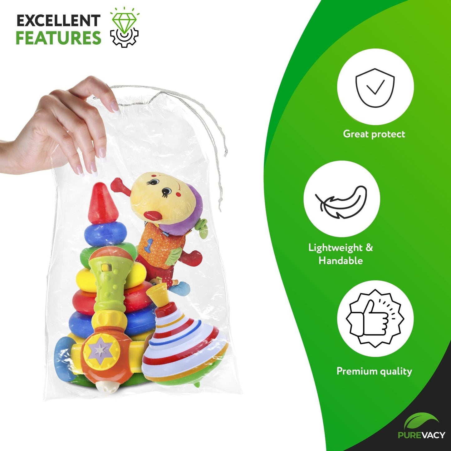 Clear Drawstring Bag, 12 x 18 Inches. 100 Pack Clear Plastic Drawstring Bags. 2 Mil Double Drawstring Clear Plastic Bags. Waterproof Clear Drawstring Bags for Goodies, Travel Essentials