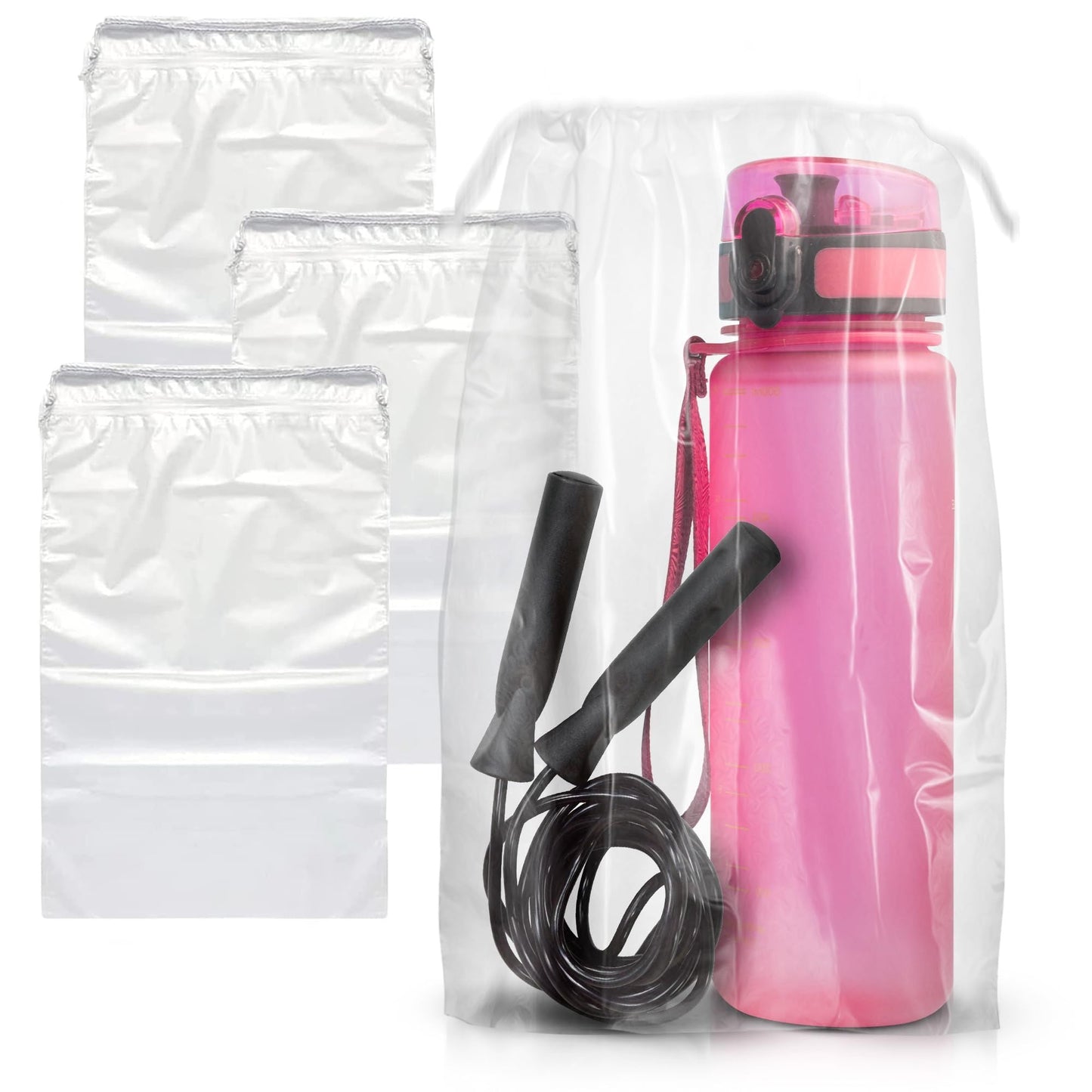 Clear Drawstring Bag, 6 x 10 Inches. Pack of 50 Clear Plastic Drawstring Bags. 2 Mil Drawstring Clear Plastic Bags. Waterproof Clear Plastic Bags Drawstring for Cosmetics, Toiletries