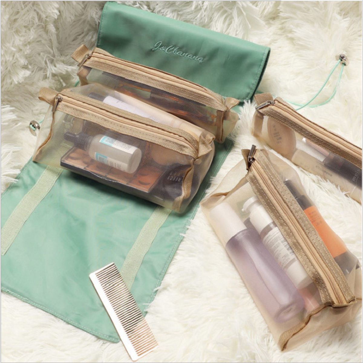 Detachable Cosmefic Bag, 4 IN 1 Removable Portable Toiletry Travel Hanging Makeup Bags Organizer ,Bathroom Bag for Shower