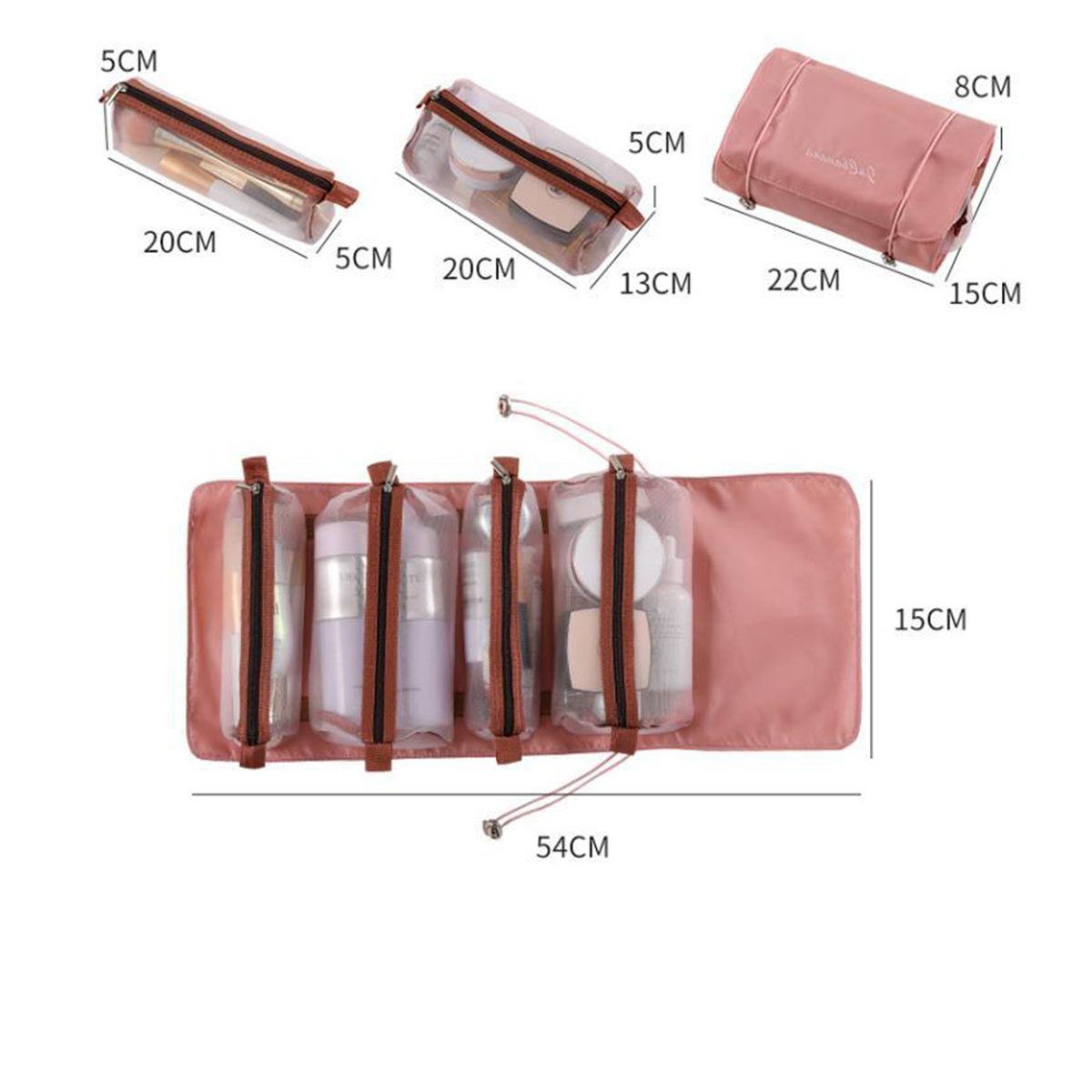 Detachable Cosmefic Bag, 4 IN 1 Removable Portable Toiletry Travel Hanging Makeup Bags Organizer ,Bathroom Bag for Shower