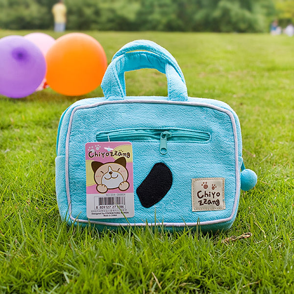 [Cheese Cat] Embroidered Applique Kids Mini Handbag / Cosmetic Bag / Hand Purse Wallet (5.9*3.9*1.2)