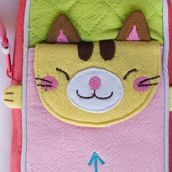 [Candy Cat] Embroidered Applique Pencil Pouch Bag / Cosmetic Bag / Carrying Case (3.1*7.8*1.6)