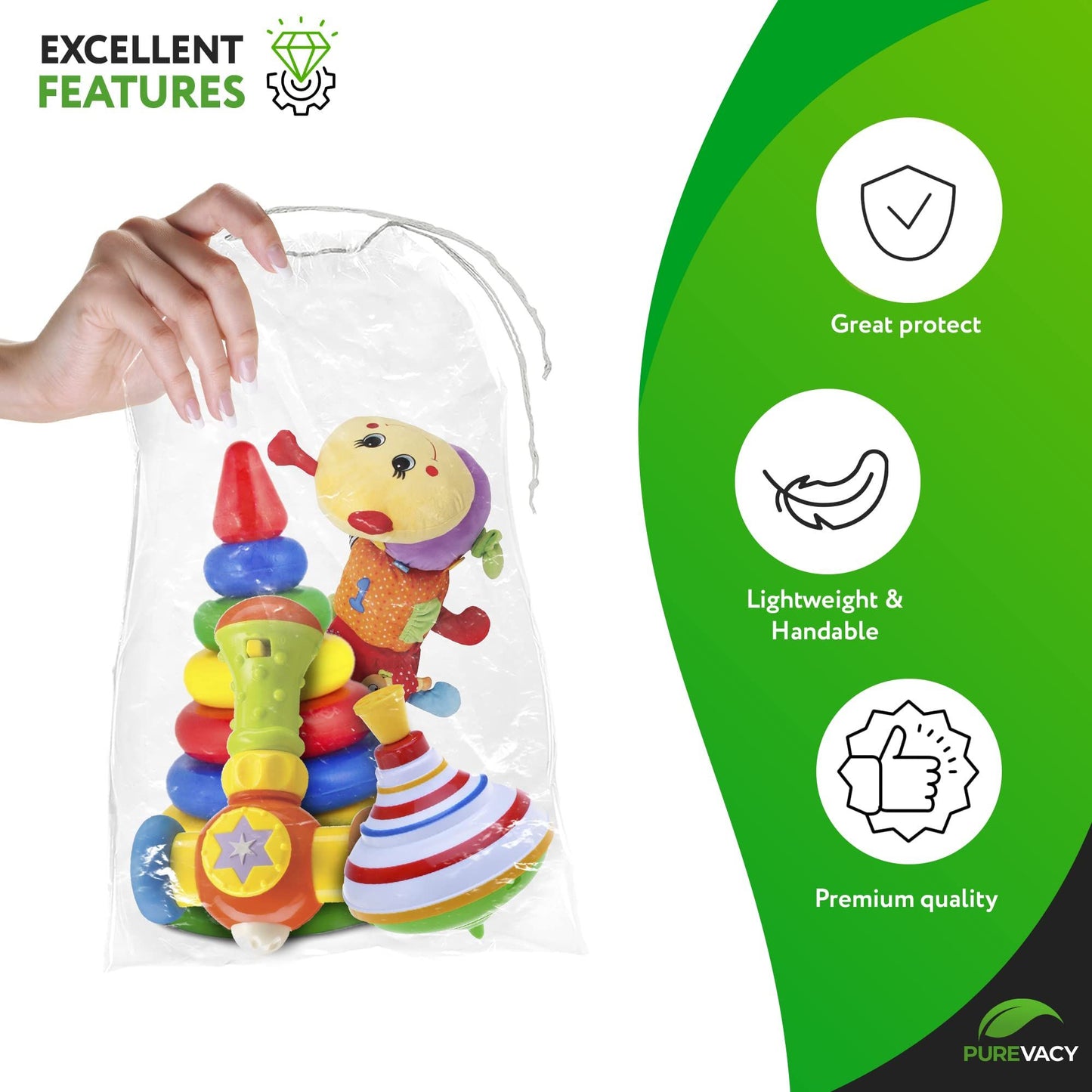 Clear Drawstring Bag, 12 x 18 Inches. 100 Pack Clear Plastic Drawstring Bags. 2 Mil Double Drawstring Clear Plastic Bags. Waterproof Clear Drawstring Bags for Goodies, Travel Essentials
