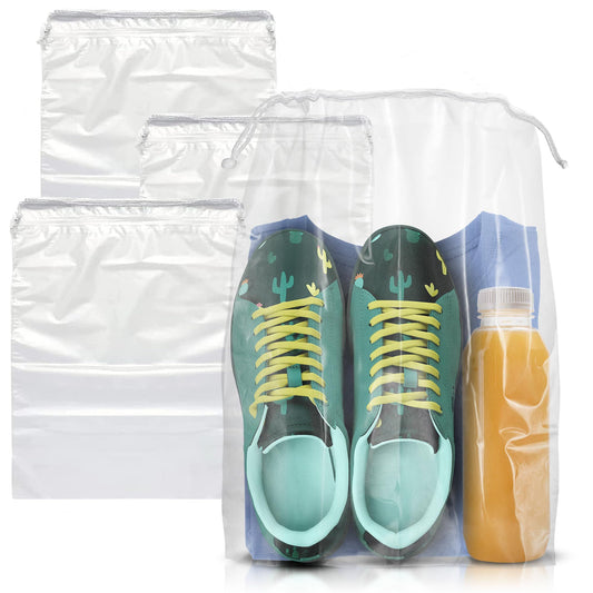 Clear Drawstring Bag, 10 x 14 Inches. Pack of 50 Clear Plastic Drawstring Bags. 2 Mil Drawstring Clear Plastic Bags. Waterproof Clear Plastic Bags Drawstring for Cosmetics, Toiletries