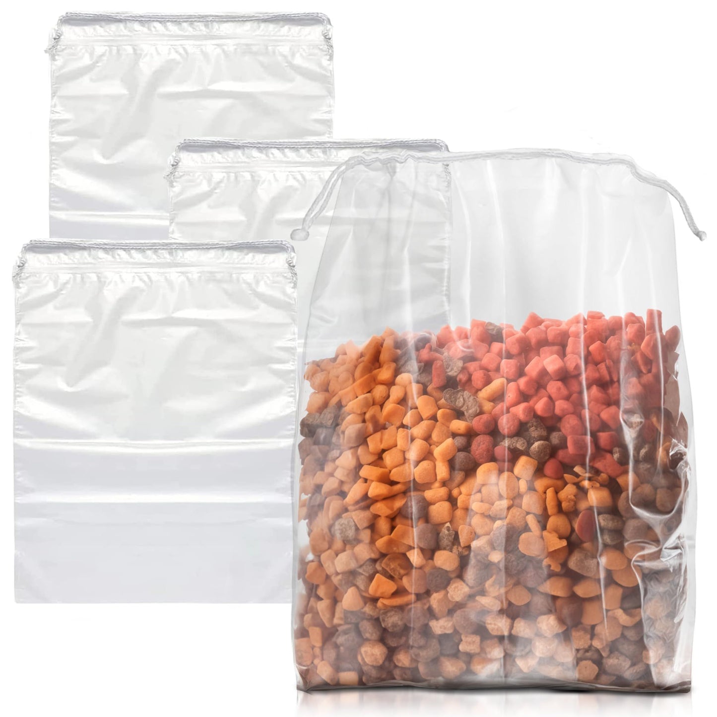Clear Drawstring Bag, 18 x 24 Inches. Pack of 50 Clear Plastic Drawstring Bags. 2 Mil Drawstring Clear Plastic Bags. Waterproof Clear Plastic Bags Drawstring for Cosmetics, Toiletries