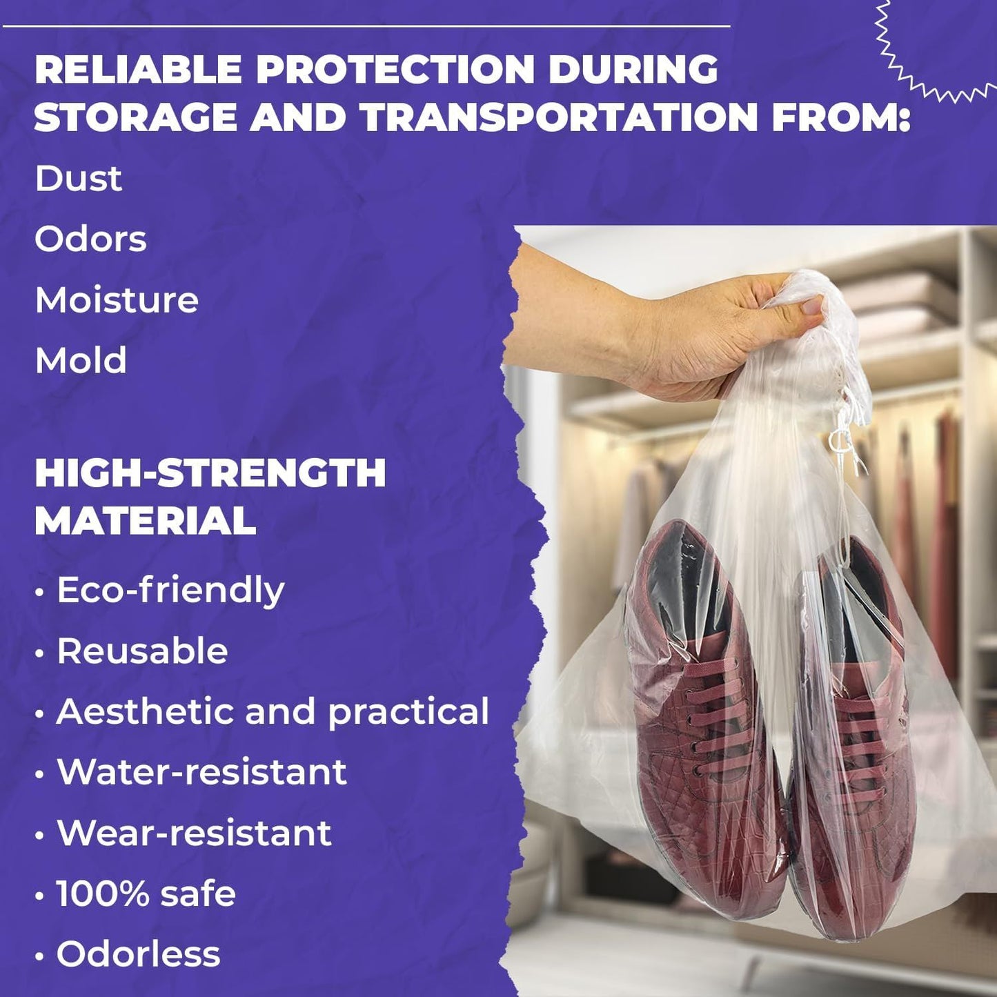 Clear Drawstring Bag, 12 x 18 Inches. Pack of 50 Clear Plastic Drawstring Bags. 2 Mil Drawstring Clear Plastic Bags. Waterproof Clear Plastic Bags Drawstring for Cosmetics, Toiletries
