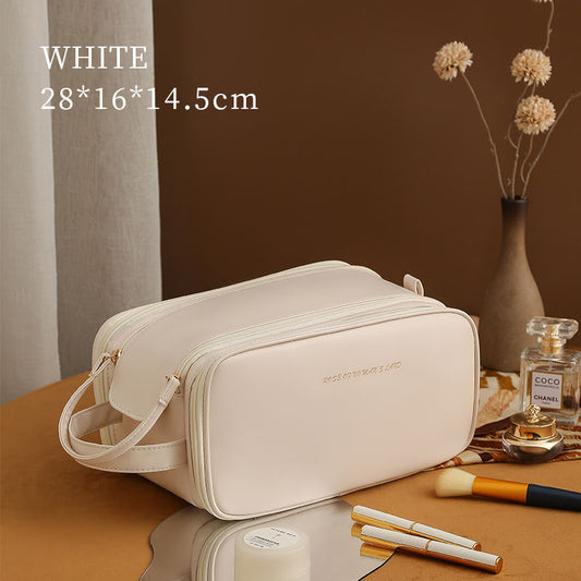 Wholesale custom Travel large capacity pu cosmetic bag zipper toiletry makeup bag