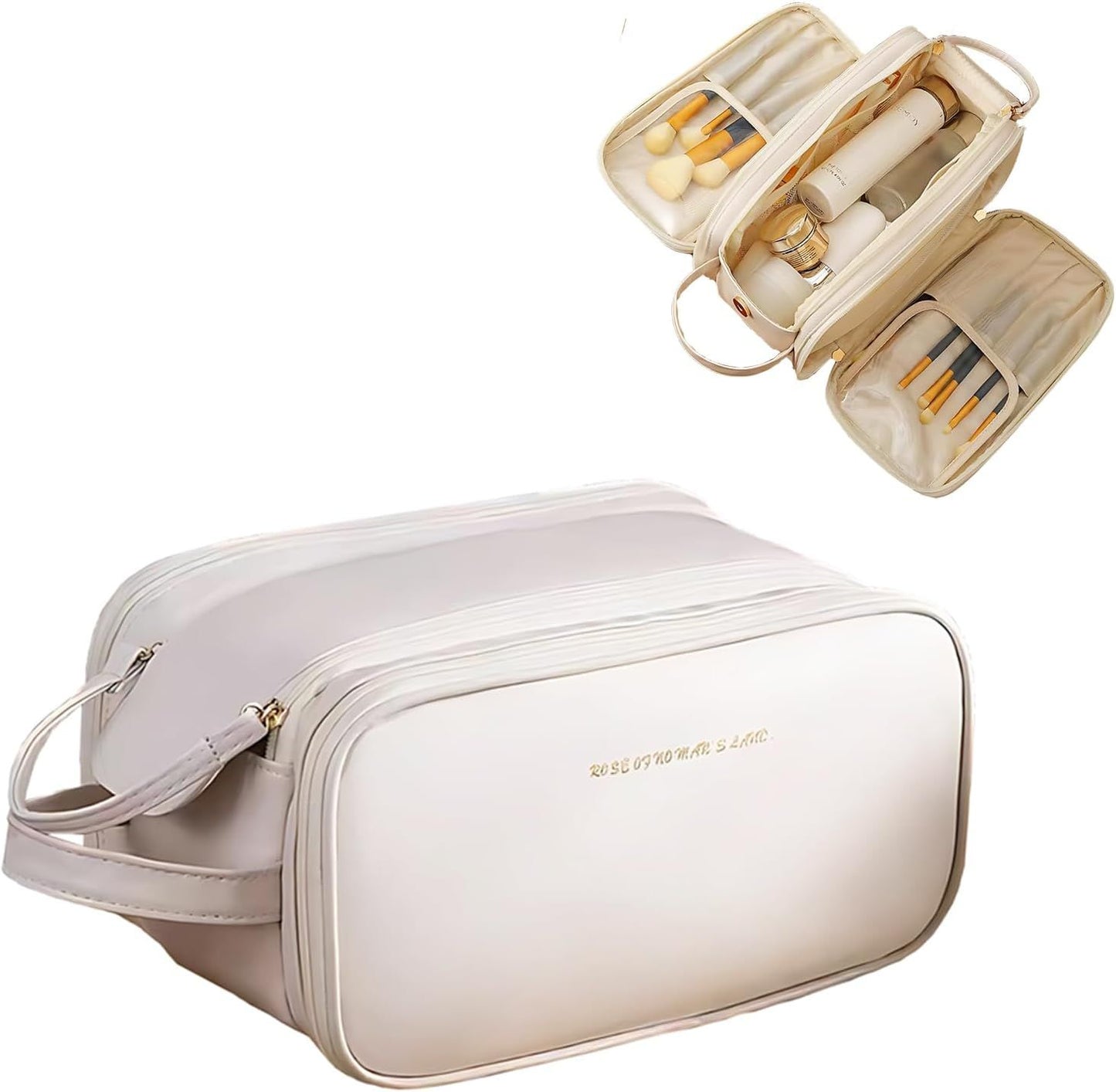 Wholesale custom Travel large capacity pu cosmetic bag zipper toiletry makeup bag